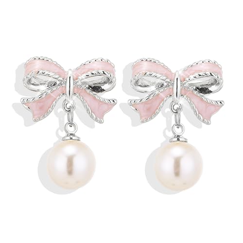 Bow Earrings for Women Trendy Gold Pearl Drop Dangle Earrings Bowknot Stud Wedding Party Daily Jewelry Accessory Gifts for Her von choice of all