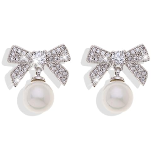 Bow Earrings for Women Trendy Gold Pearl Drop Dangle Earrings Bowknot Stud Wedding Party Daily Jewelry Accessory Gifts for Her von choice of all