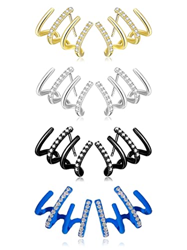 Gold Claw Earring Cuff Claw Earrings for Women Earrings that Look Like Multiple Piercings Shiny Crystal Earrings Wrap Cuff Piercing Studs Earrings, Metal, No Gemstone von choice of all