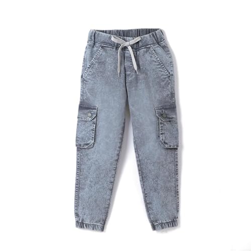 chopper club Boys Denim Cargo Joggers Slim Fit Boys Jeans 3x1 Stretchable Denim Fabric 6 Pockets Cargo Jeans Grau 28 von chopper club