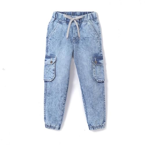 chopper club Boys Denim Cargo Joggers Slim Fit Boys Jeans 3x1 Stretchable Denim Fabric 6 Pockets Cargo Jeans Hellblau 28 von chopper club