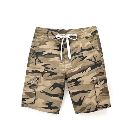 chopper club Jungen-Cargo-Shorts, Baumwolle, Normale Passform, mit Cargo-Taschen, Camo-Khaki-Farbe 30 von chopper club