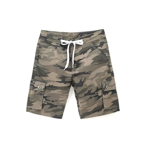 chopper club Jungen-Cargo-Shorts, Baumwolle, Normale Passform, mit Cargo-Taschen, Camo-Olivgrün 34 von chopper club