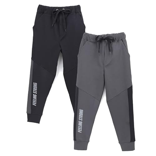 chopper club Jungen-Jogginghose aus Polyester mit schmaler Passform, dehnbarem Micro-Polyester-Spandex 2er-Pack Jogginghose Black Anthra 34 von chopper club