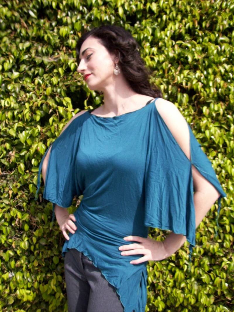 Pfau Teal Dolman Bluse Pfau Teal Dolman Bluse von chovihani