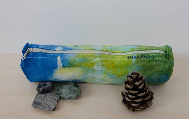 Federmäppchen, Batik, Grüntöne, Stiftebeutel, Baumwolle von chrigesart