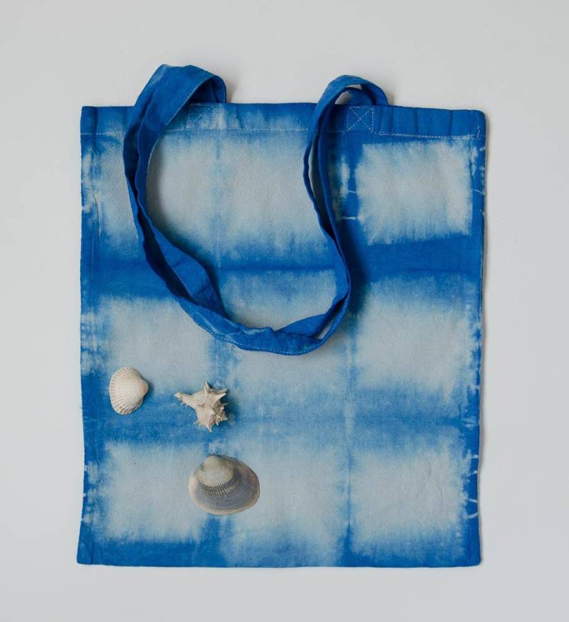 Shibori Baumwolltasche, Blau - Weiss Shibori Baumwolltasche, Blau - Weiss von chrigesart
