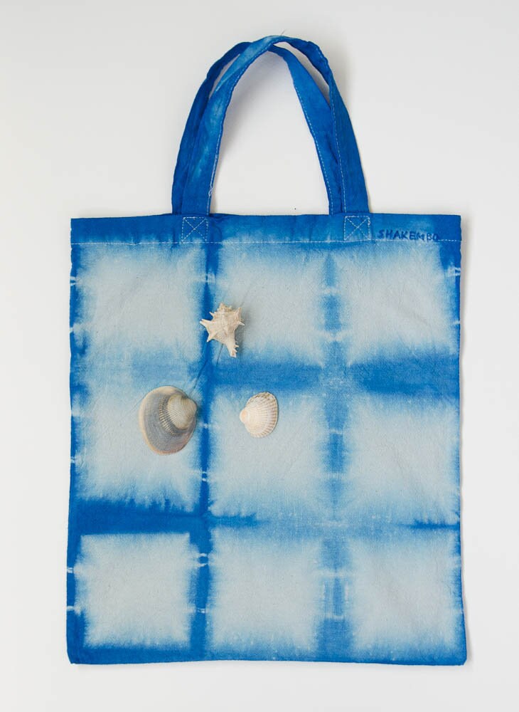 Shibori Baumwolltasche, Blau - Weiss Shibori Baumwolltasche, Blau - Weiss von chrigesart