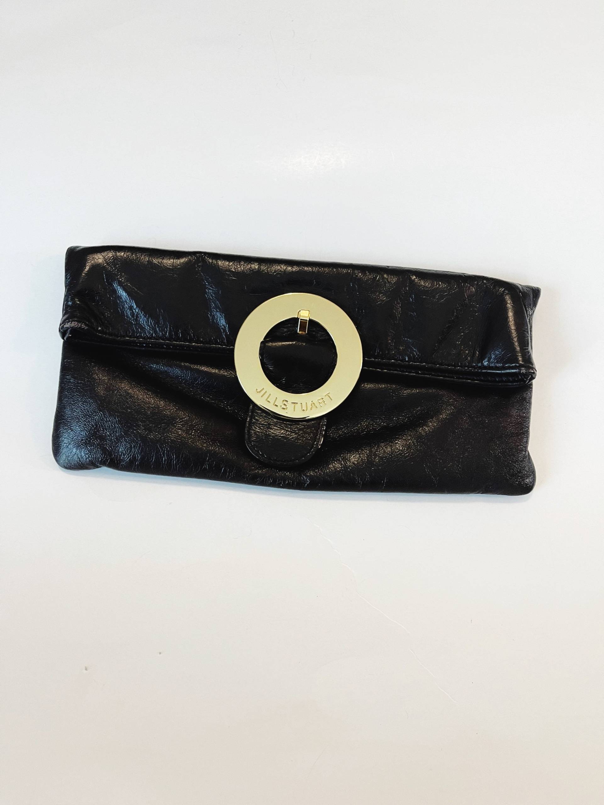 Braune Echtleder Jill Stuart Clutch Geldbörse Dunkelbraun Mit Goldschnalle Handtasche Kleine Cocktail Party Clutchs von chrisaliciavintage