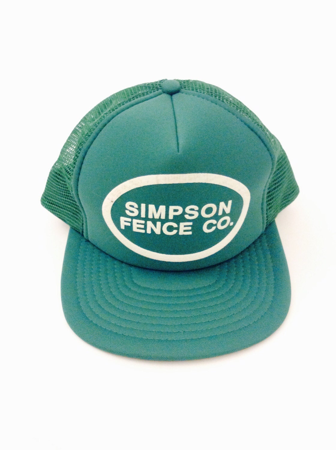 Vintage Grüne Simpson Fence Co. Trucker-Kappe, Speedway Cap von chrisaliciavintage