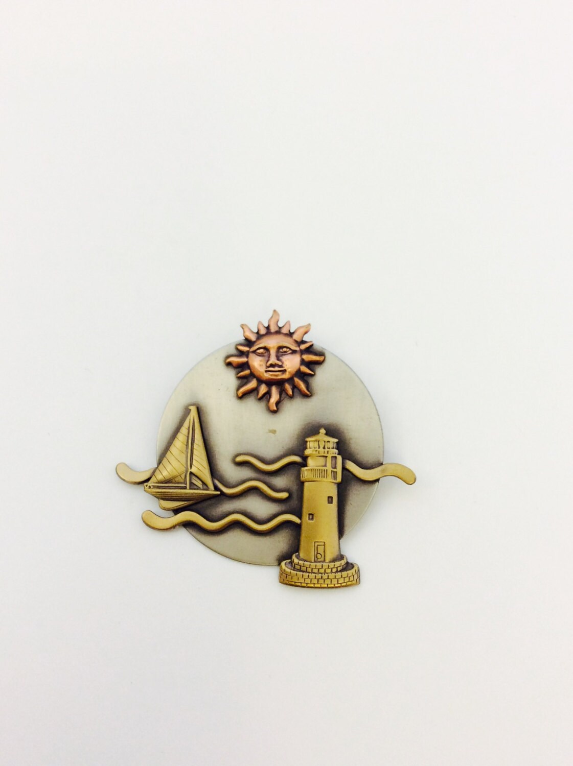 Vintage K & T Nautical Brosche 3D Meeres Motive Anstecker von chrisaliciavintage