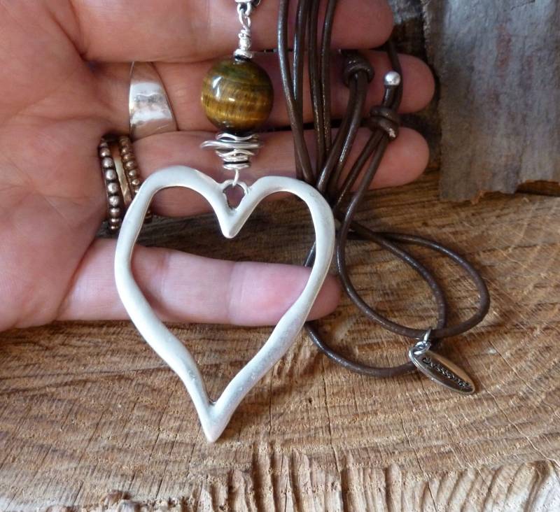 Kette Herz Tigerauge Chrissona® Design von chrissona