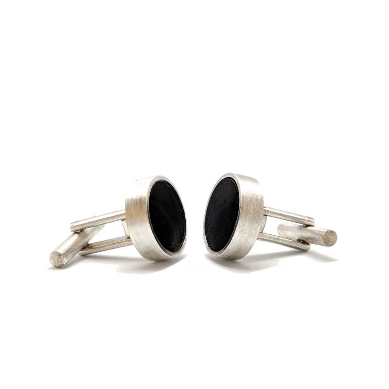 Manschettenknöpfe Mit Aufschrift Upcycled Schallplatte Sterling Silber, Gebürstet von christinebossler