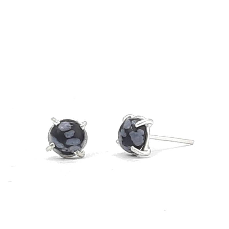Schneeflocken-Obsidian Ohrstecker, Recyceltes Sterling Silber, 6 Mm von christinebossler