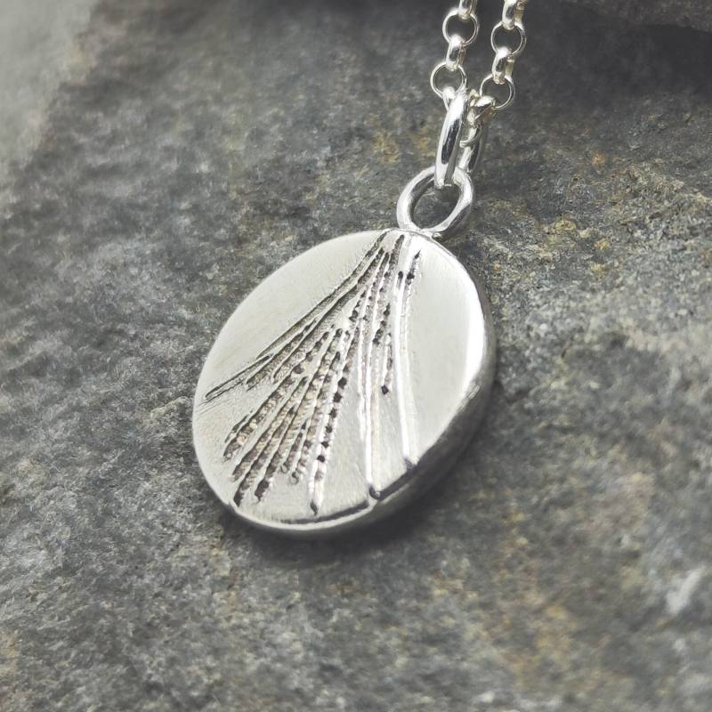 Silber Statement Halsanhänger, Zwei Naturmotive Zum Wechseln, Einmaliges Original Gräsermotiv, Runder 3D Relief Anhänger von christophdausdesign