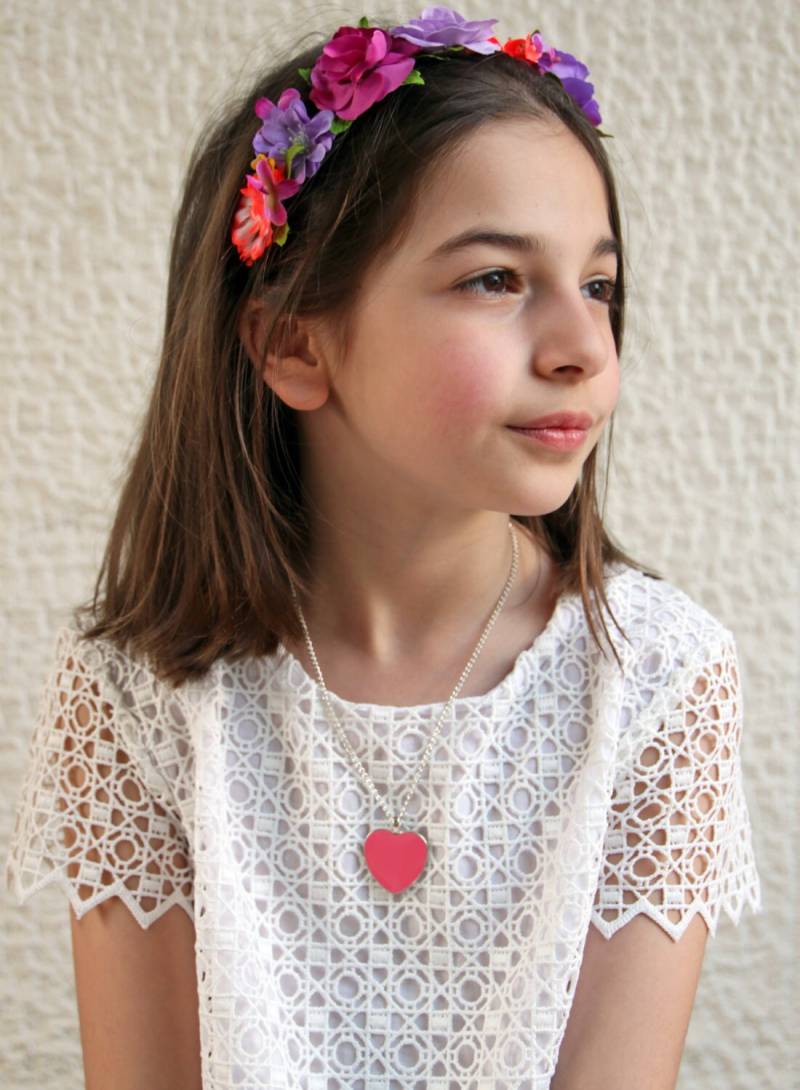 Rosa Harz Herz Anhänger Halskette. Mädchen Schmuck von chromalism