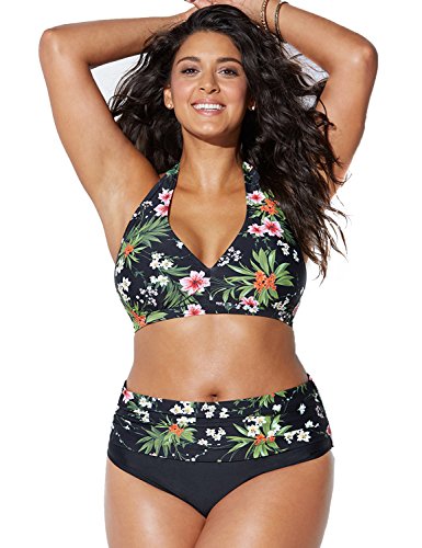 chuangminghangqi Damen Große Größen Bikini Set Push up Strand Bauchkontrolle Übergröße Badeanzug Zweiteilige Strandkleidung Beach Beachwear von chuangminghangqi