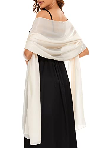 chuangminghangqi Damen Elegante Schal Sommer Solid Beige Stola Bridal Abend Wrap Schal Silk Feel Long Chiffonschal für Abendkleid Party Hochzeit Braut Brautjungfer Muttertagsgeschenke für Mama(Beige) von chuangminghangqi
