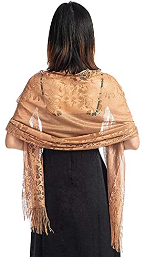 chuangminghangqi Damen Spitze Schal Sommer Stola Rechteck für Abendkleid Party Hochzeit Braut Brautjungfer Abschlussball stahlen Schärpe Schalverpackung Scha(Khaki,Einheitsgröße) von chuangminghangqi