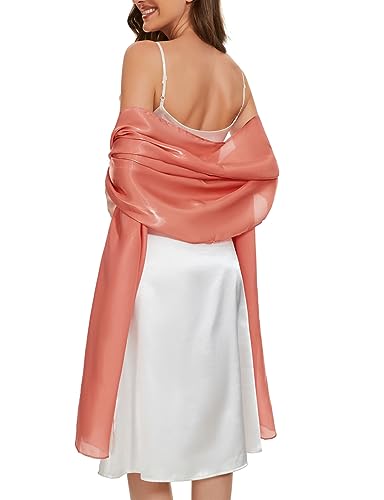 chuangminghangqi Elegante Stola Damen Festlich für Abendkleid Hochzeit Einfarbig Schal Sommer für Party Braut Brautjungfer Frauen Geschenk(Dunkelorange) von chuangminghangqi