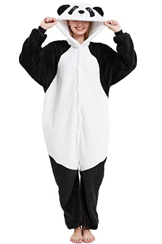 chuangminghangqi Pyjama Strampler Overall Tier Erwachsene Unisex Kostüm Onesie Sleepwear Jumpsuit Kleidung Nacht Kapuze Strampler Loungewear Warm Weich Party Party Abend, 1-Panda, 32 von chuangminghangqi