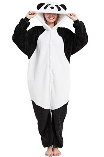 chuangminghangqi Pyjama Strampler Overall Tier Erwachsene Unisex Kostüm Onesie Sleepwear Jumpsuit Kleidung Nacht Kapuze Strampler Loungewear Warm Weich Party Party Abend, 1-Panda, 42 von chuangminghangqi