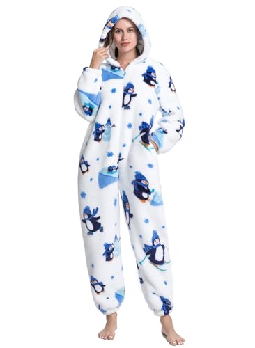 chuangminghangqi Pyjama Strampler Overall Tier Erwachsene Unisex Kostüm Onesie Sleepwear Jumpsuit Kleidung Nacht Kapuze Strampler Loungewear Warm Weich Party Party Abend, Manchot, 38 von chuangminghangqi