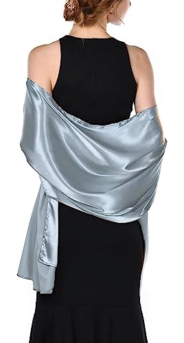 chuangminghangqi Schal aus Satin für Damen, Stola, Wrap, Pashmina, Hochzeit, lang, für Strand, Party, Abend, Zeremonien, Cocktail, Bridemaids, Abschlussball, grau, 220cm*70cm von chuangminghangqi