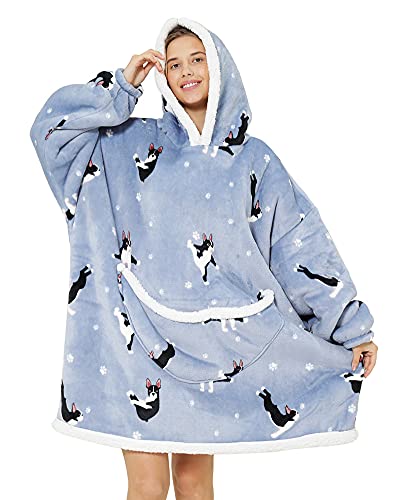 chuangminghangqi Übergroße Hoodie Decke mit Ärmeln Sweatshirt Damen Kapuzenpullover Super Weiche Gemütliche Kuscheldecke Warme Komfortable Sofadecke Riesen-Hoodie für Erwachsene(Hund) von chuangminghangqi