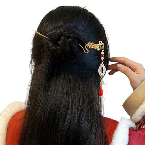 Chinesische baumelnde Haarnadel mit Vintage-Quasten, rutschfest, Essstäbchen, Haarnadel für Frauen, Haarstyling, elegantes Haar für Frauen von churuso