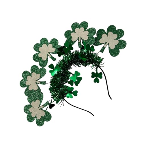 Irische Blume Kleeblatt Stirnband Patricks Day Stirnband Frau Weihnachten Pailletten Stirnband für Festival Fotografie Kleeblatt Stirnband für Frauen Kleeblatt Stirnband für Mädchen Kleeblatt Laufen von churuso