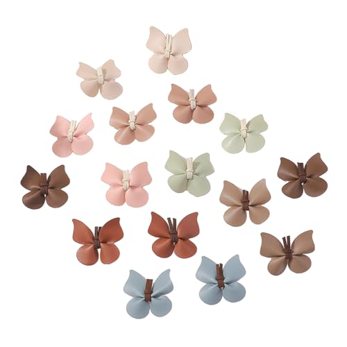 Set mit 8 Paar bunten Schmetterlings-Haarspangen aus PU-Leder, lustige und verspielte Schmetterlings-Haarspangen, langlebig, für Kinder, handgefertigtes Haar-Accessoire von churuso