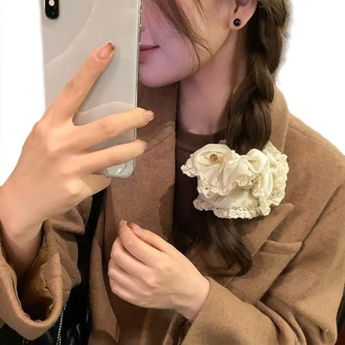 Vintage Floral Große Srunchies Mit Spitzenbesatz Französische Damen Haargummi Haarband Dickes Haar Scrunchy Pferdeschwanzhalter Bär Haarschmuck von churuso