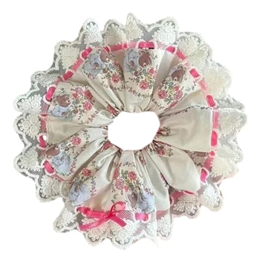 Vintage Floral Große Srunchies Mit Spitzenbesatz Französische Damen Haargummi Haarband Dickes Haar Scrunchy Pferdeschwanzhalter Bär Haarschmuck von churuso