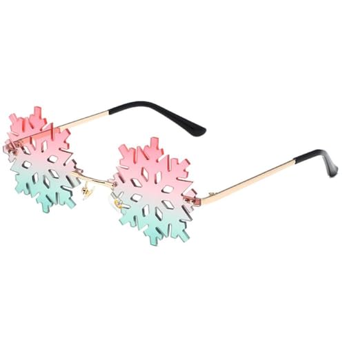 churuso Glänzende Bunte Schneeflocken Sonnenbrille Für Erwachsene Weihnachten Zum Fotografieren Für Partys Meer Schneeflocke Randlose Sonnenbrille Schneeflocken Sonnenbrille Für Damen Schneeflocken von churuso