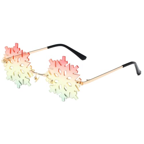 churuso Glänzende Bunte Schneeflocken Sonnenbrille Für Erwachsene Weihnachten Zum Fotografieren Für Partys Meer Schneeflocke Randlose Sonnenbrille Schneeflocken Sonnenbrille Für Damen Schneeflocken von churuso