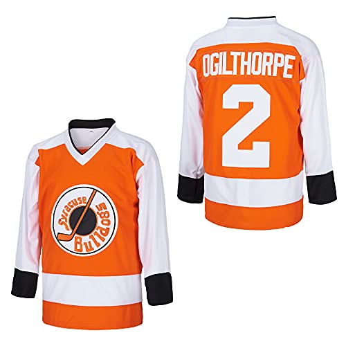 #2 Ogie Ogilthorpe Syracuse Bulldogs Slap Shot Herren Movie Eishockey Trikot genäht, Orange/Abendrot im Zickzackmuster (Sunset Chevron), XL von chuyamaoyi