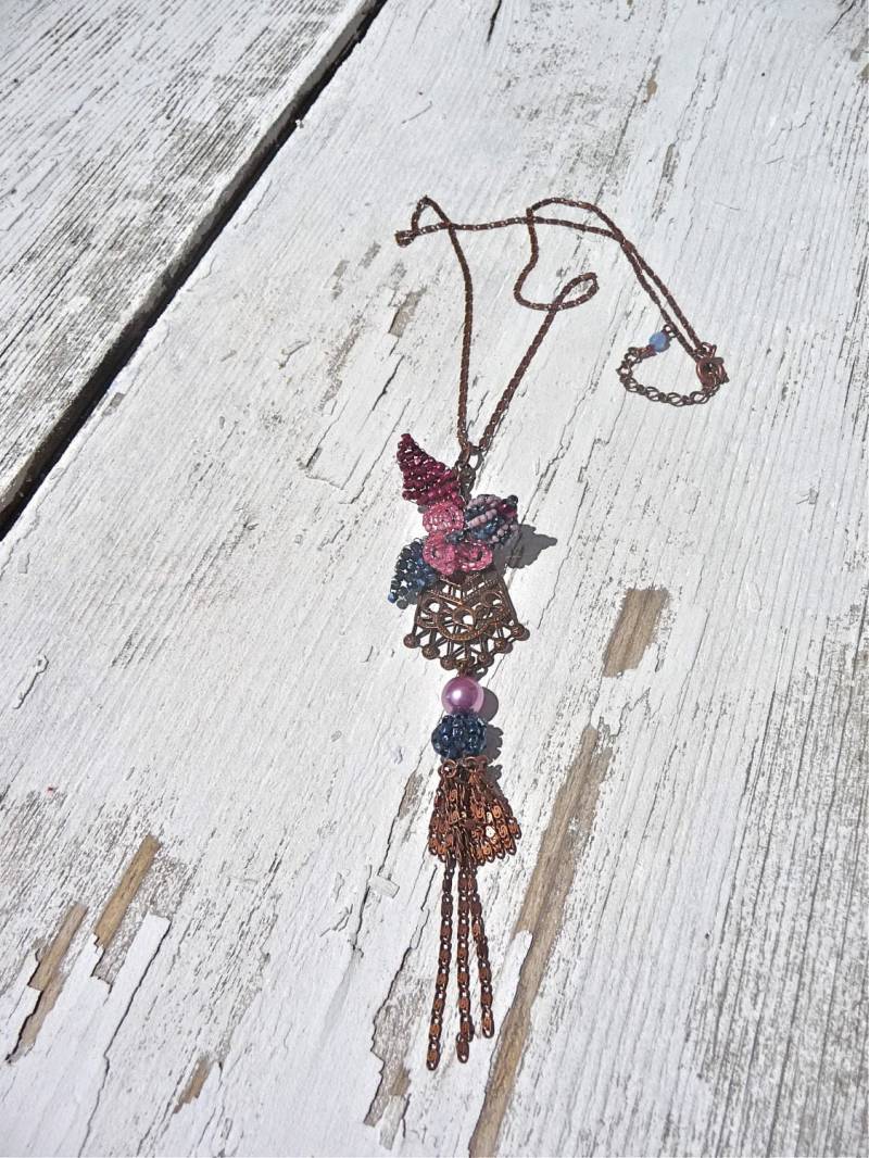 Art-Deco-Blumenstrauß-Perlenhalskette von cielmesbijoux