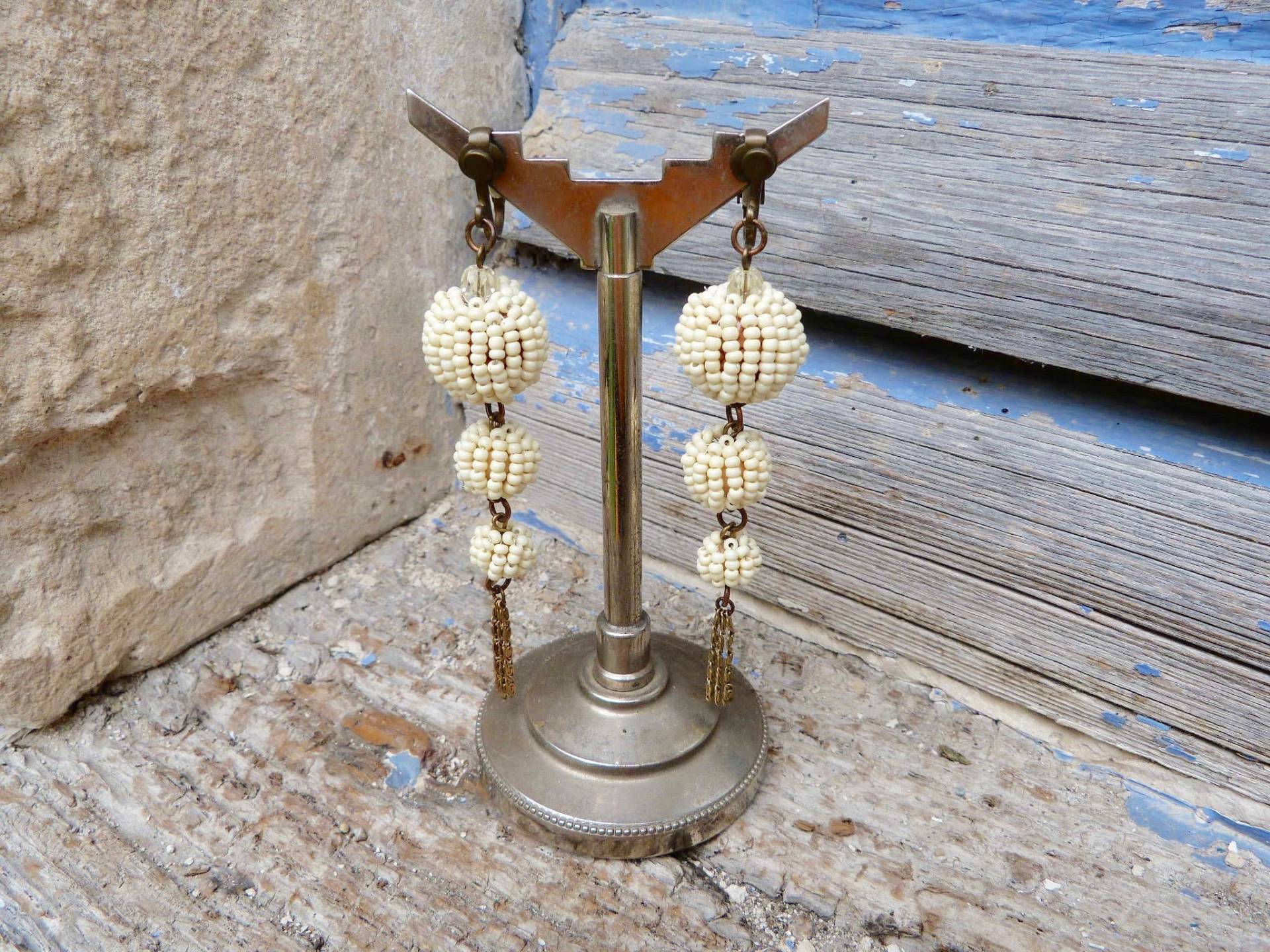 Pompoms Creme Handmade in France 3 /Quasten /Ohrhänger /Clips von cielmesbijoux