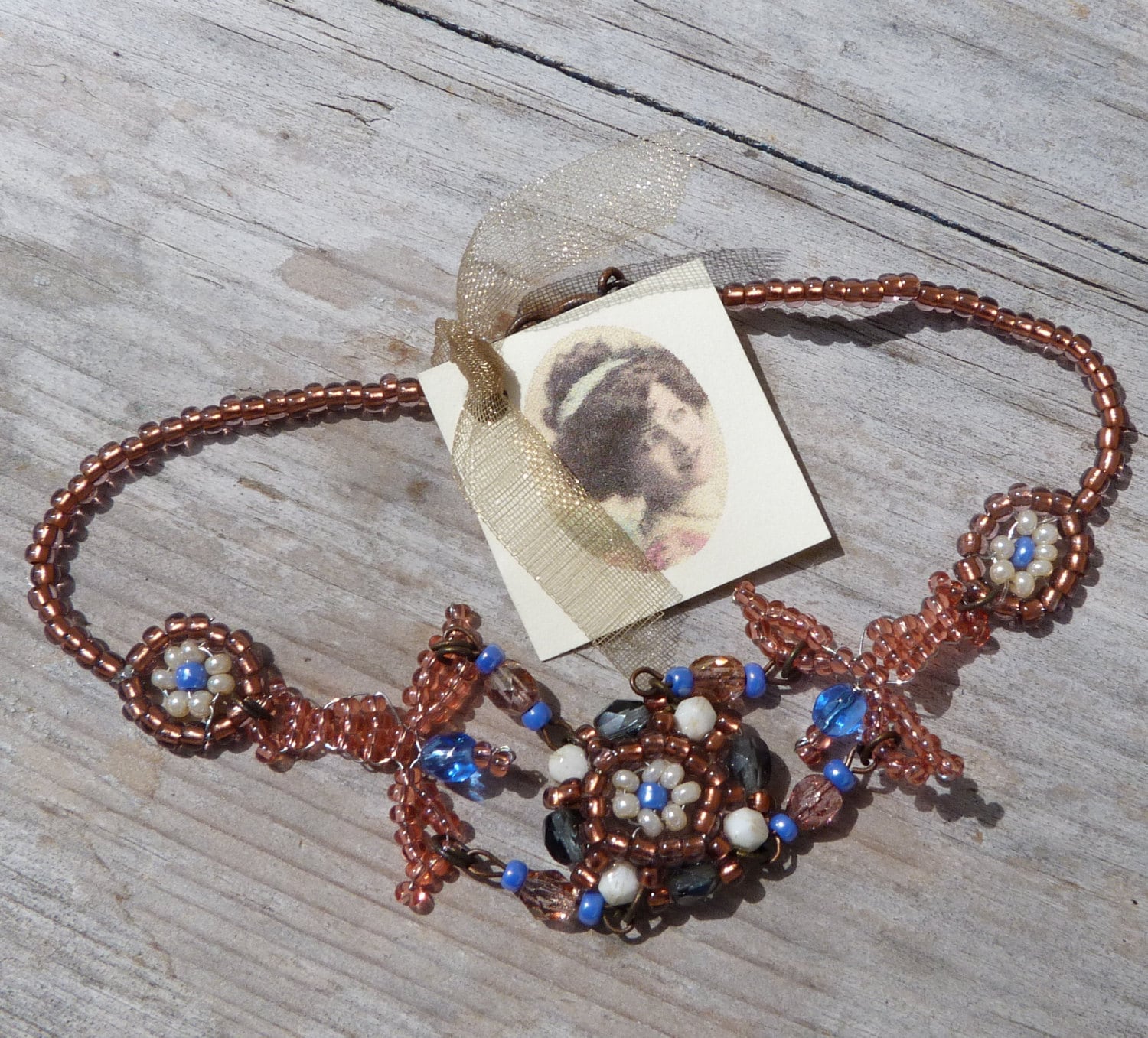 Roses Tauben Handmade in France Vögel Samen Perlen/Perlenarmband von cielmesbijoux