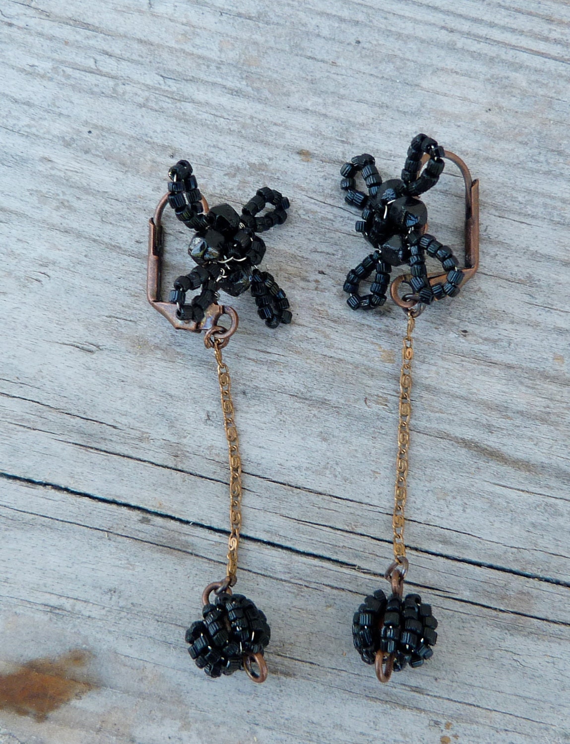 Schwarz Handmade in Frankreich Lange Baumelt Ohrringe Brisuren von cielmesbijoux