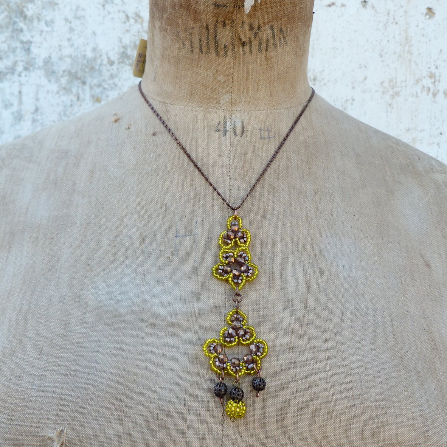 Sevilla Gelb & Gold Anhänger Halskette von cielmesbijoux