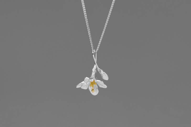 Freesie Blume Halskette Charm-sterling Silber Anhänger-Frühlingsblume-Dainty Floral Schmuck-Muttertag Geschenk von cindysilverstudio