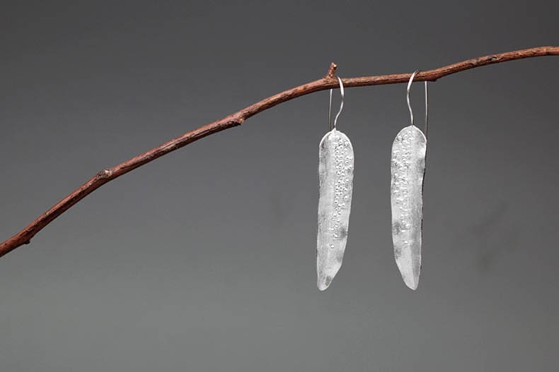 Lange Blatt Charme Ohrring-sterling Silber Tau Ohrring-Tautropfen Charme-Natur Liebhaber Schmuck-Geschenk Für Sie von cindysilverstudio
