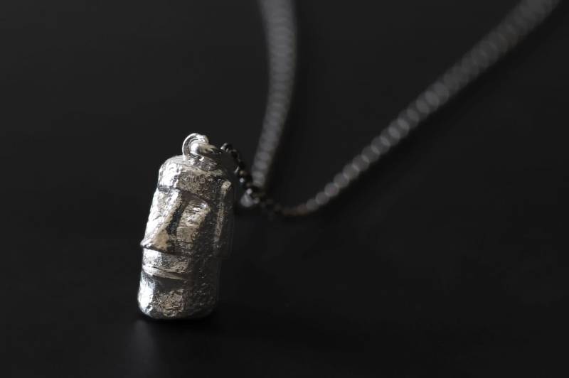 Osterinsel Statuen Halskette Charm-Sterling Silber Kopf Statue Anhänger-Moai Statue-Silber Schmuck-Geschenk Für Männer von cindysilverstudio