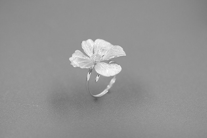 Pfingstrose Blume Ring-sterling Silber Blossom Offen Verstellbar Ring-Zirkon Blume-Floral Schmuck-Geschenk Für Sie von cindysilverstudio