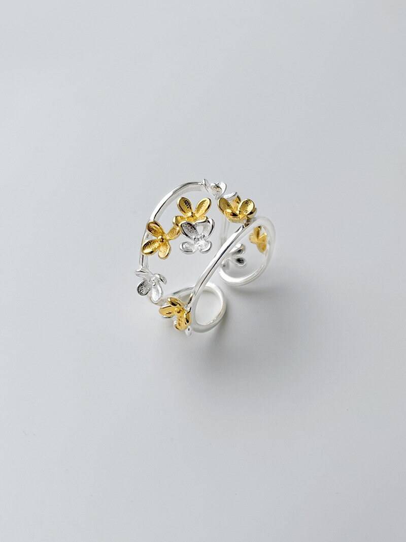 Süßer Osmanthus Charme Ring-sterling Silber Blossom Blume Verstellbar Ring-Hohl Blume-Blumen Schmuck-Geschenk Für Sie von cindysilverstudio