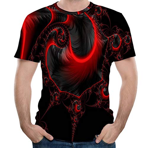 cinnamou Herren T-Shirt mit Rote Feder Print, 3D Druck Sport Kurzarm Casual Top Rundhals Shirts Männer lustige Geschenke für männer von cinnamou Herren