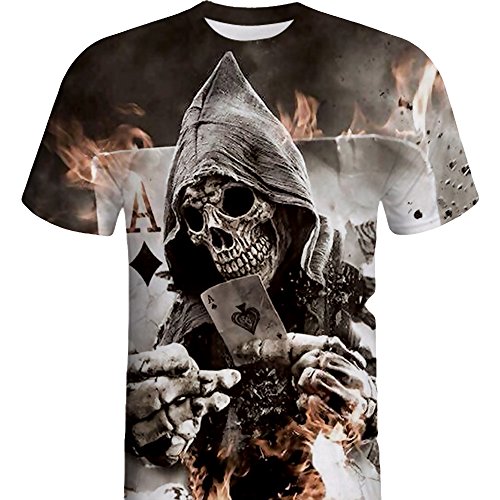 cinnamou Herren T-Shirt mit Totenkopf Print, 3D Druck Sport Kurzarm Casual Top Rundhals Shirts Männer lustige Geschenke für männer von cinnamou Herren