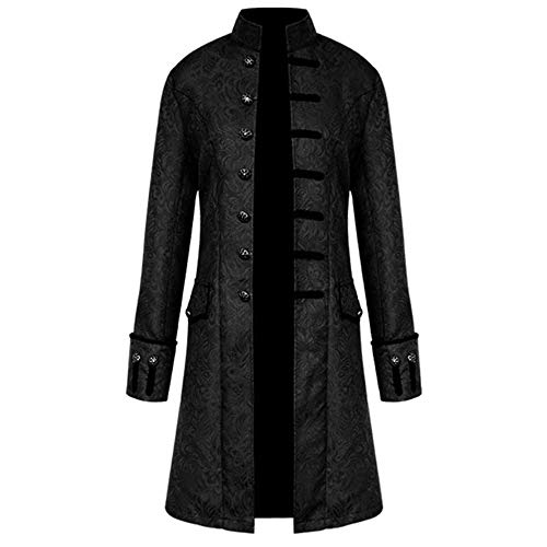 Cinnamon Herren Jacke Viktorianisch Industrial Hochwertig Vintage Mantel Gothic Graben Uniform Praty Outwear Langarm Steampunk Jacke Frack Knöpfe Mantel (3XL, Schwarz) von cinnamou